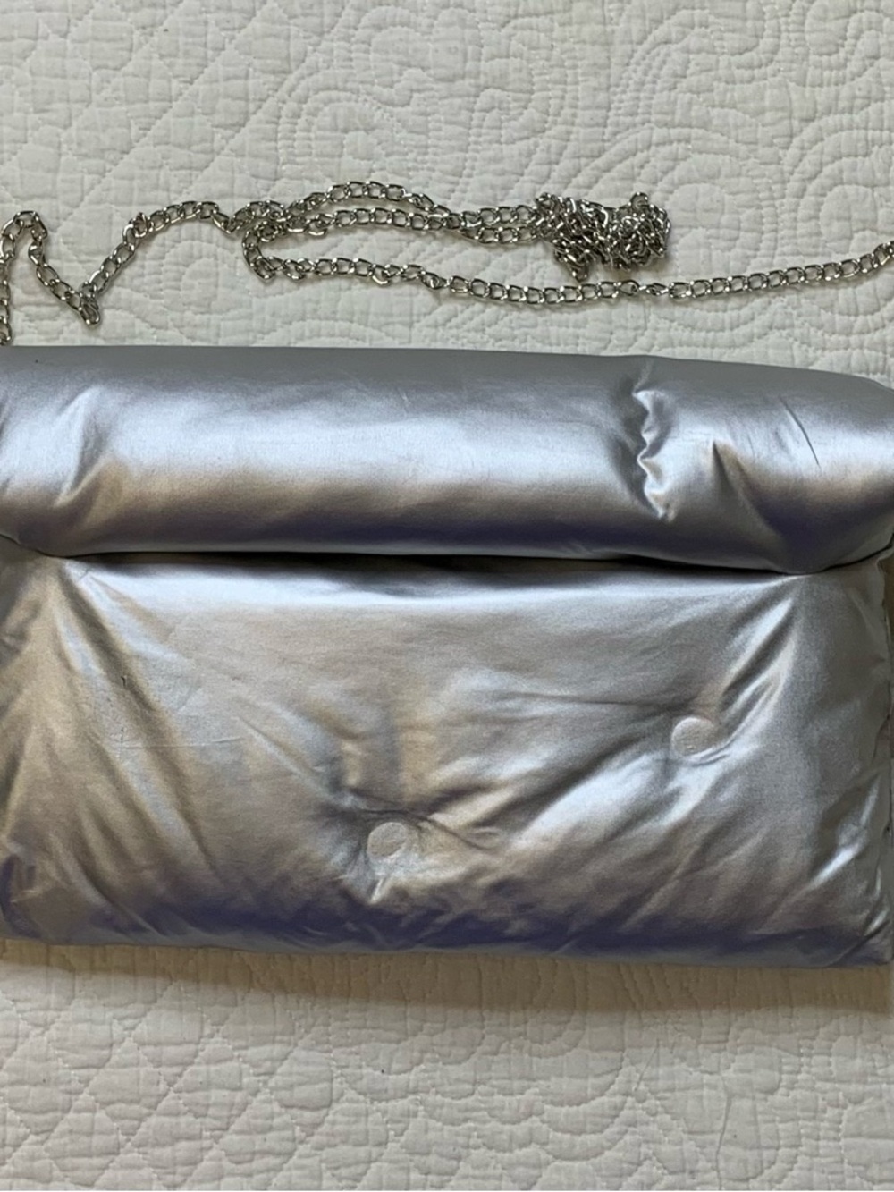 Hello 3am Sam Forever Metallic Silver Quilted Purse